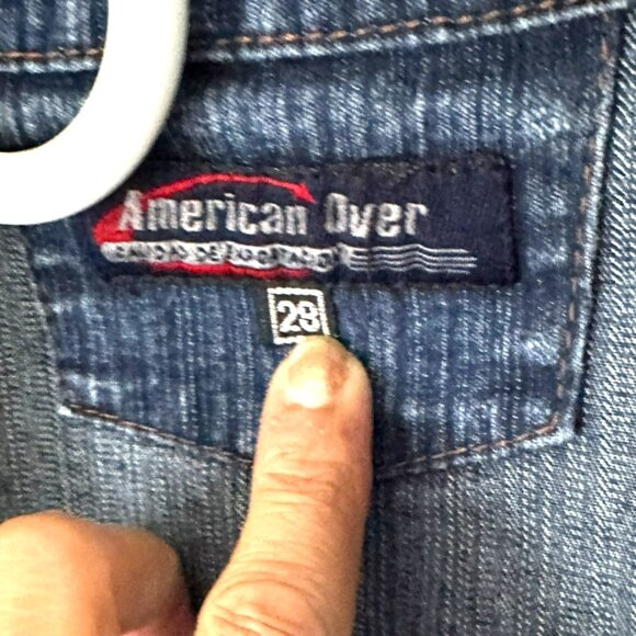 American Over Size Small Denim Jacket Collared Long Sleeve Blue Casual Layer - Picture 10 of 12